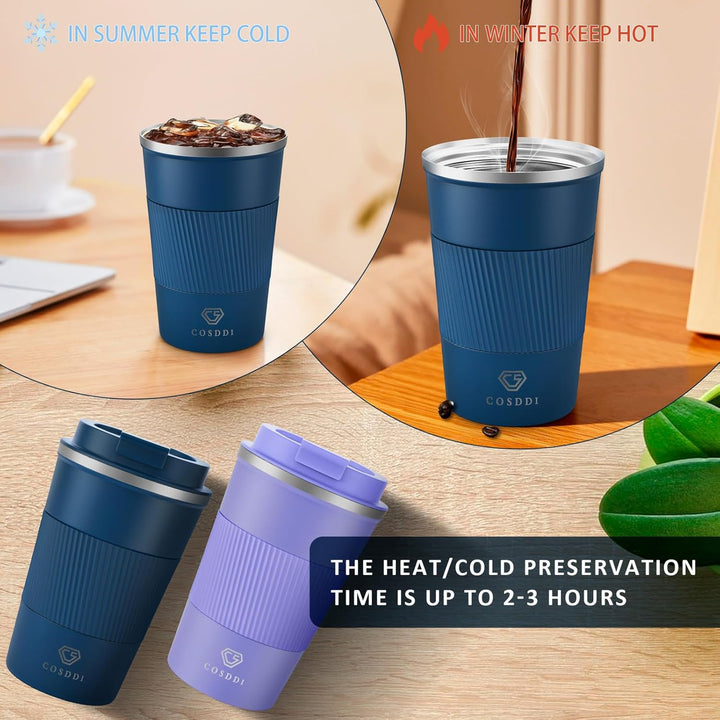 CS COSDDI Thermobecher- Isolierbecher, Edelstahl Travel Mug, 18oz/510ml Vakuum auslaufsicher Reisebe