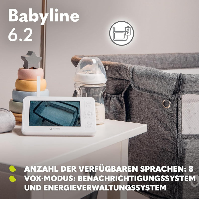 Lionelo Babyline 6.2 Elektronisches Kindermädchen Full HD 5” Innenüberwachung, Reichweite 200m, Bidi