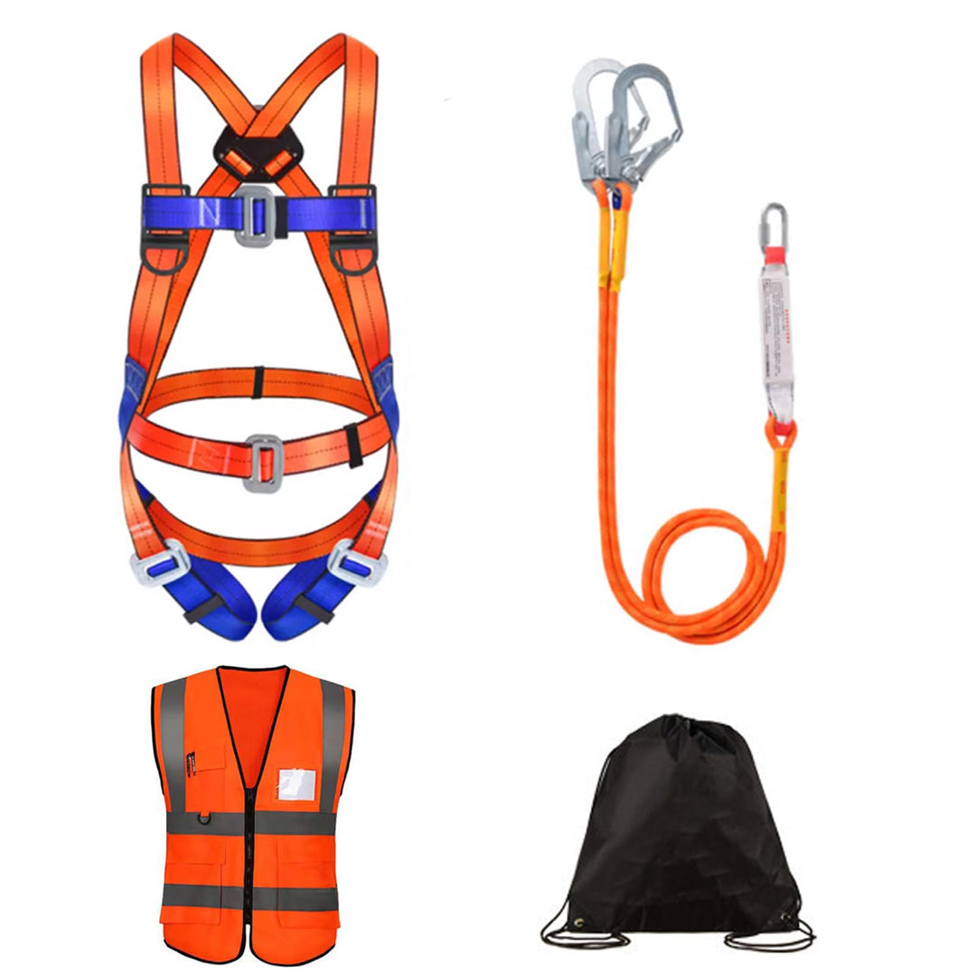WEIKAXIMU Auffanggurt Fallschutz Sets: 5-Punkt Auffanggeschirr zur Absturzsicherung, 2 Haken, 2m Sic