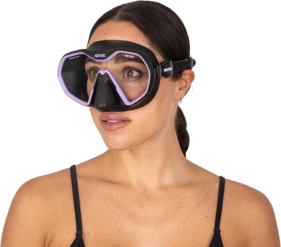 Seac Icona, rahmenlose Einglas-Tauchmaske, 100% Made in Italy schwarz/violett, schwarz/violett