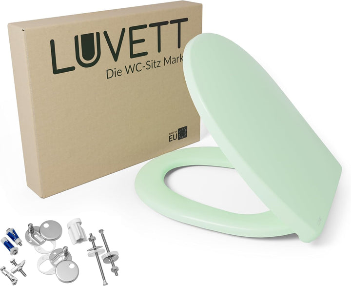 LUVETT® WC-Sitz mit Absenkautomatik C100 oval universell, Toilettendeckel mit 3 Edelstahl Montagelös