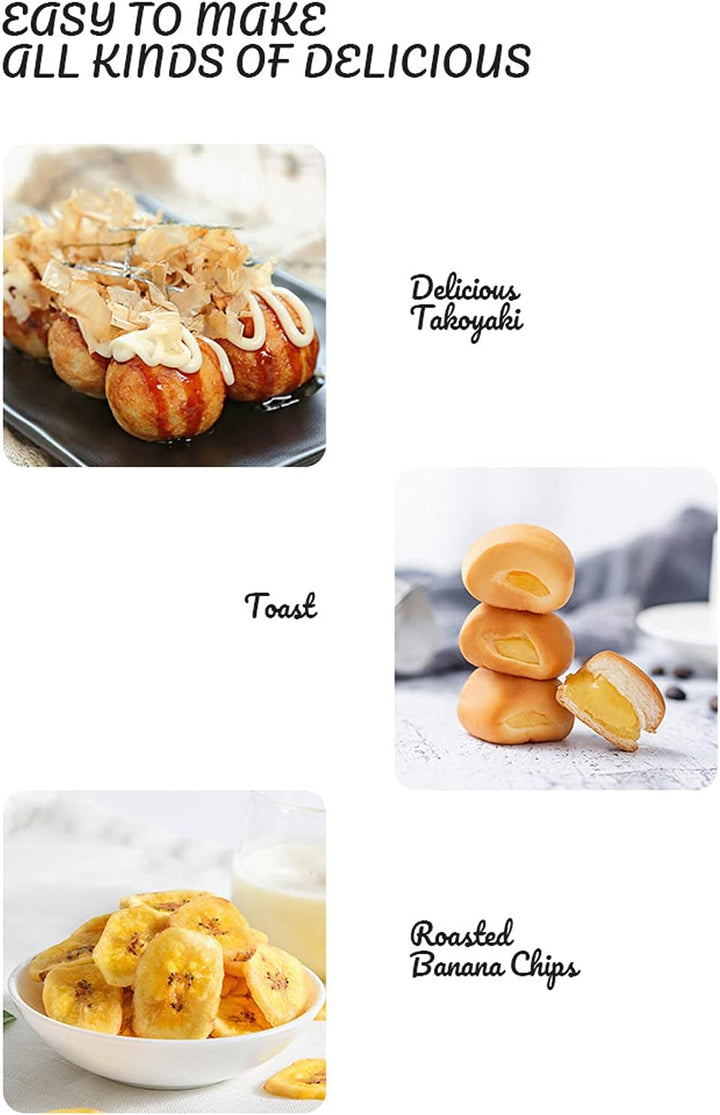 Takoyaki Maker,750 W Non-Stick Octopus Grill Tray 18 Löcher zweiseitige Heizung Küchen Elektrische M