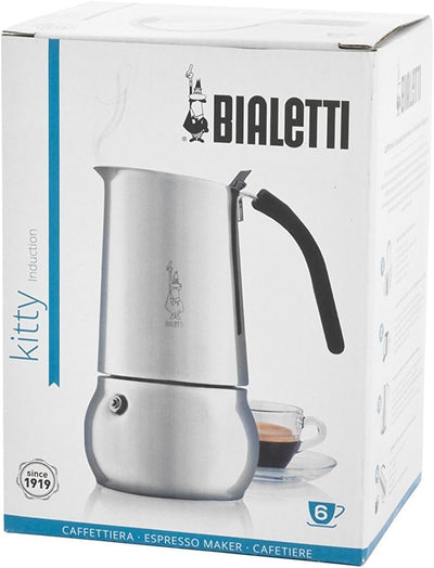 Bialetti Kitty 6 Tassen silber Espressokocher Edelstahl