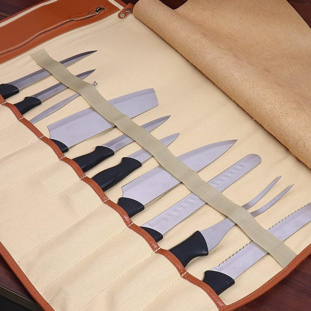 Kochmesser-rolltasche, Leder-Messer-Tragetasche 10, Multifunktions-Werkzeug-rolltasche Für Küche, Re
