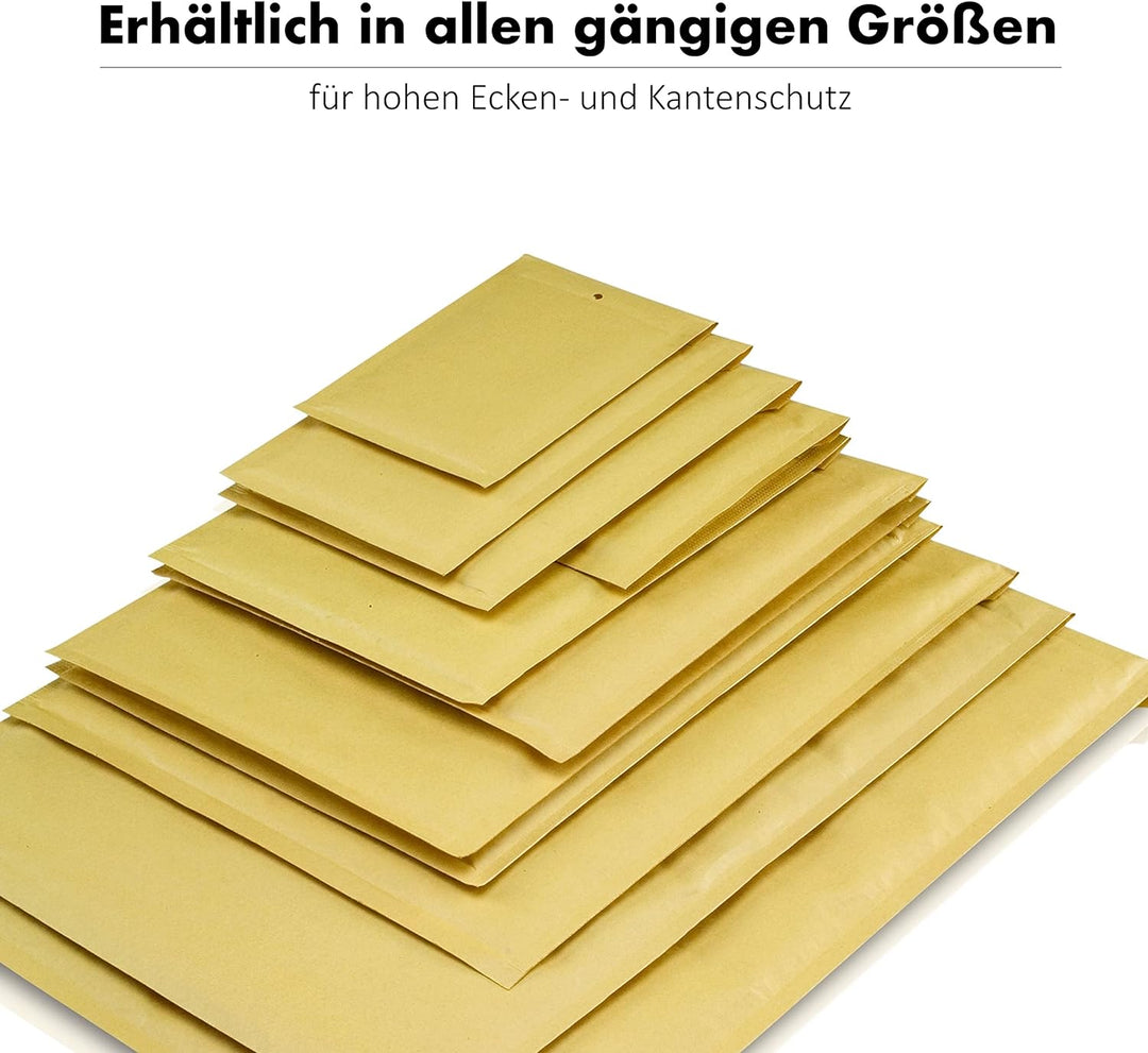 WPTrading - 400 Stück Luftpolstertaschen A5 200 x 275 mm Gr.4 (D) goldgelb selbstklebend - Kraftpapi