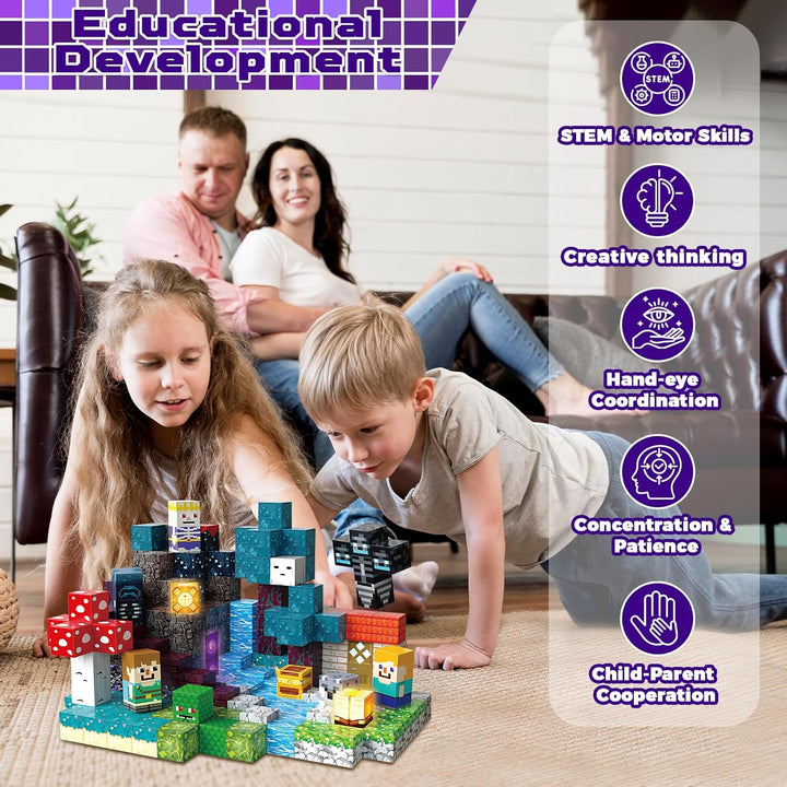 Magnetische Bausteine 200 Teile - Düsterwald Abenteuer Set mit - Magnetwürfel für Kinder - 36 Versch