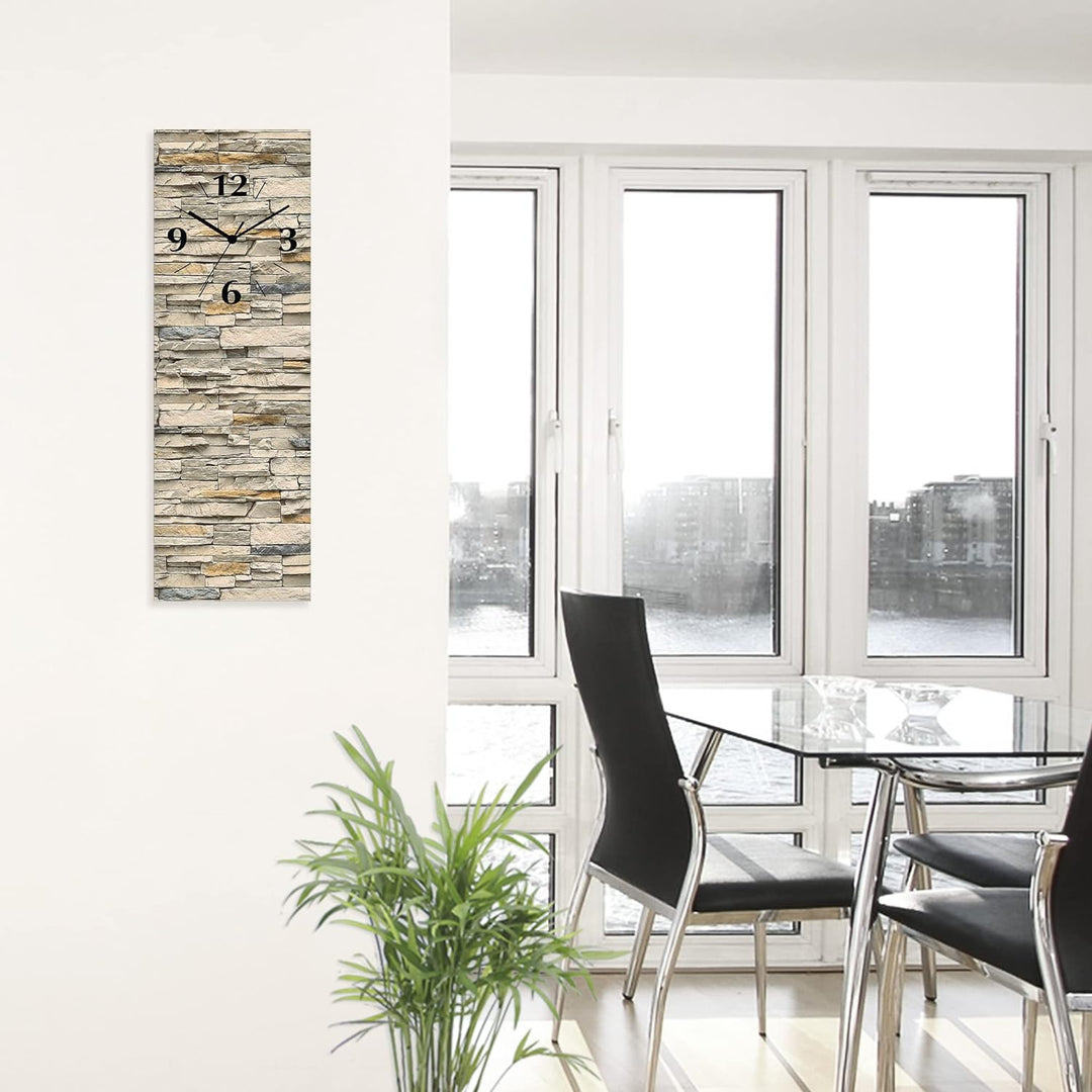 ARTLAND Wanduhr ohne Tickgeräusche aus Glas Funkuhr 20x60 cm Rechteckig Lautlos 20x60 cm Braune alte