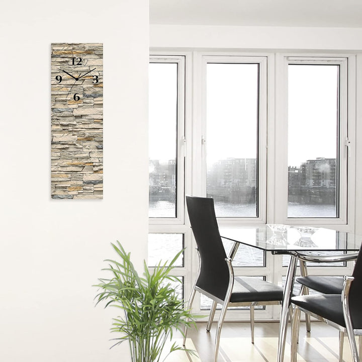 ARTLAND Wanduhr ohne Tickgeräusche aus Glas Funkuhr 20x60 cm Rechteckig Lautlos 20x60 cm Braune alte