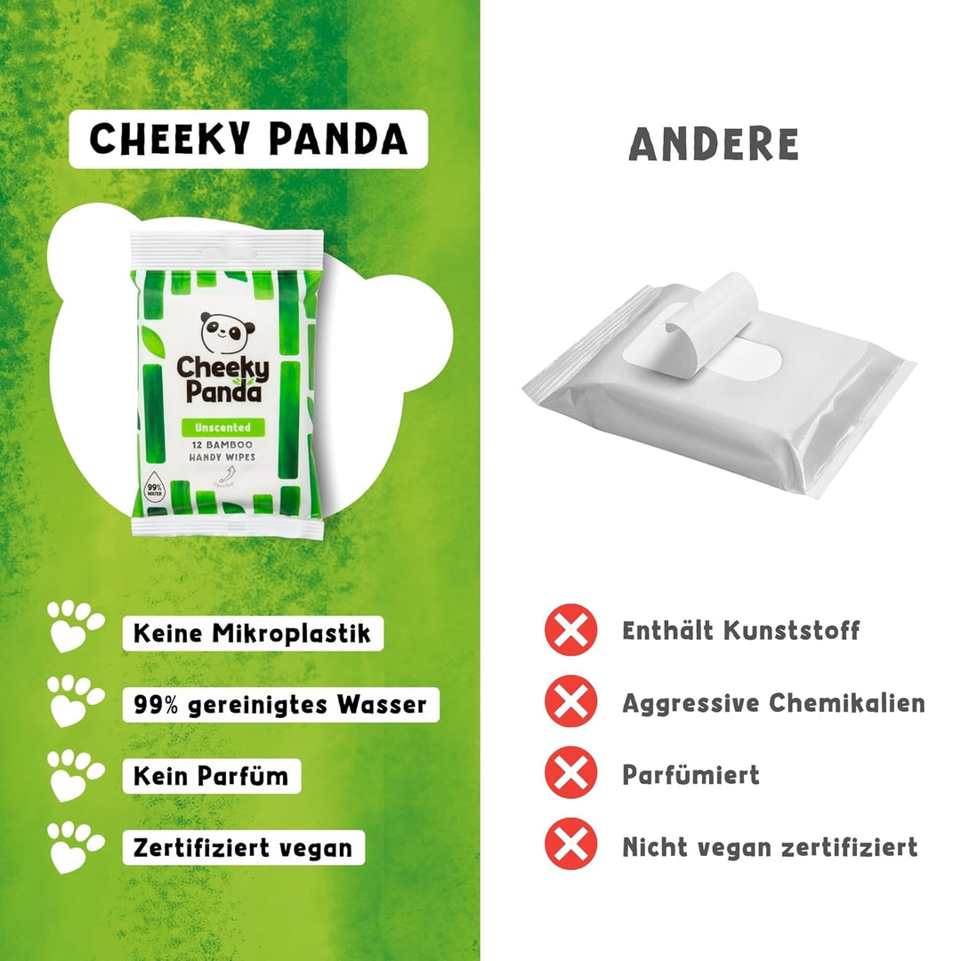 The Cheeky Panda Plastikfrei Feuchttücher Box Baby | 12 Packungen x 12 Stück (144 Feuchttücher) | Fü
