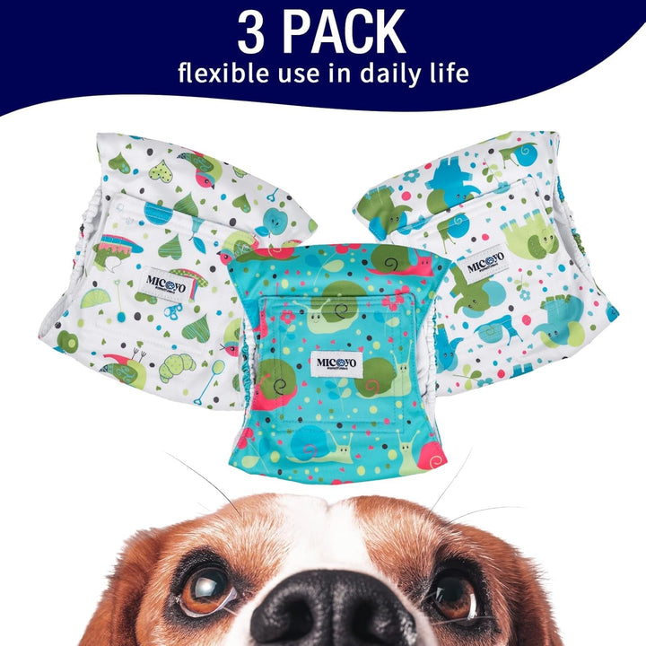MICOOYO Wiederverwendbare Hundewindeln für Männer, 3er-Pack, waschbare Bauchbänder für Hunde, super