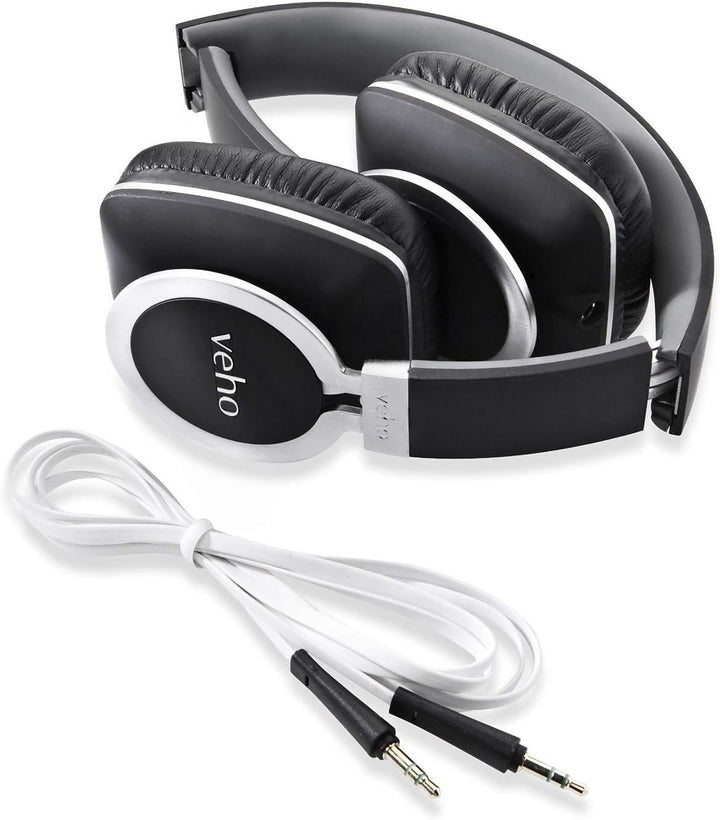Veho VEP-008-Z8 360 Designer Aluminium Kopfhörer mit knotenfreiem Kabelsystem und faltbarem, schwarz