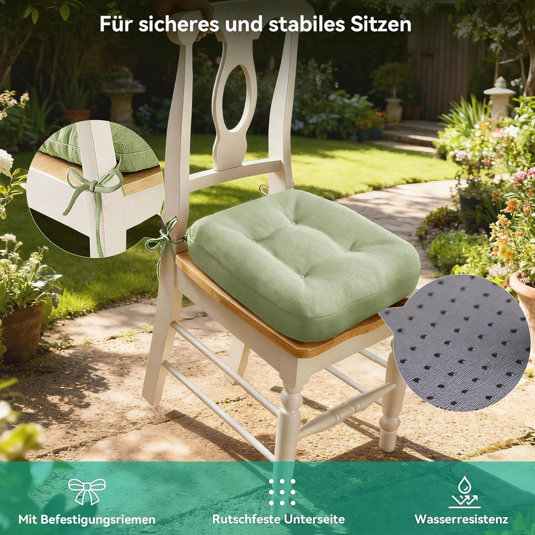 Codi Sitzkissen 40x40×8 cm 2er Set, Extra Dicke, Bequeme Stuhlkissen mit wasserabweisendem Bezug – W