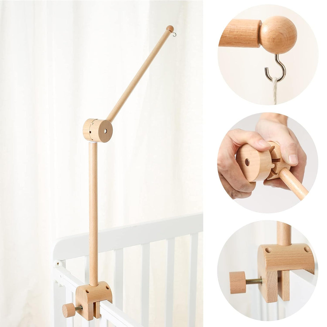 Mobile Halterung Holz für Babybett, Mobile Halterung Wickeltisch für Kinderzimmer-Dekoration, Angepa