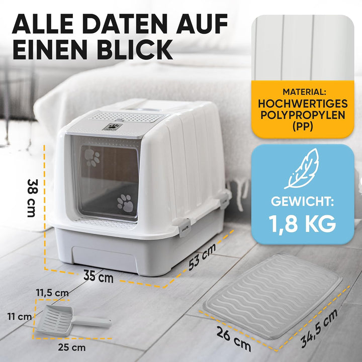 CROPLAS Katzenklo mit Deckel und Aktivkohlefilter, inklusive Katzenklo Matte und Katzenklo Schaufel