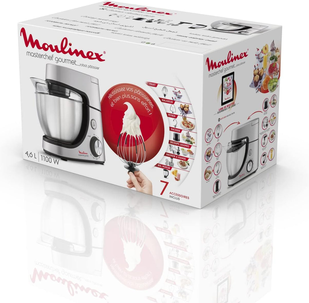 Moulinex Küchenmaschine, 1100 W, Backset, Mixer, Gemüseschneider mit Zubehör für Mazedonien, Fleisch
