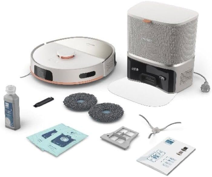 Philips Homerun 5000 Series Saug- & Wischroboter, Doppelter Wischmopp, 10.000Pa Saugkraft, Auto-Entl
