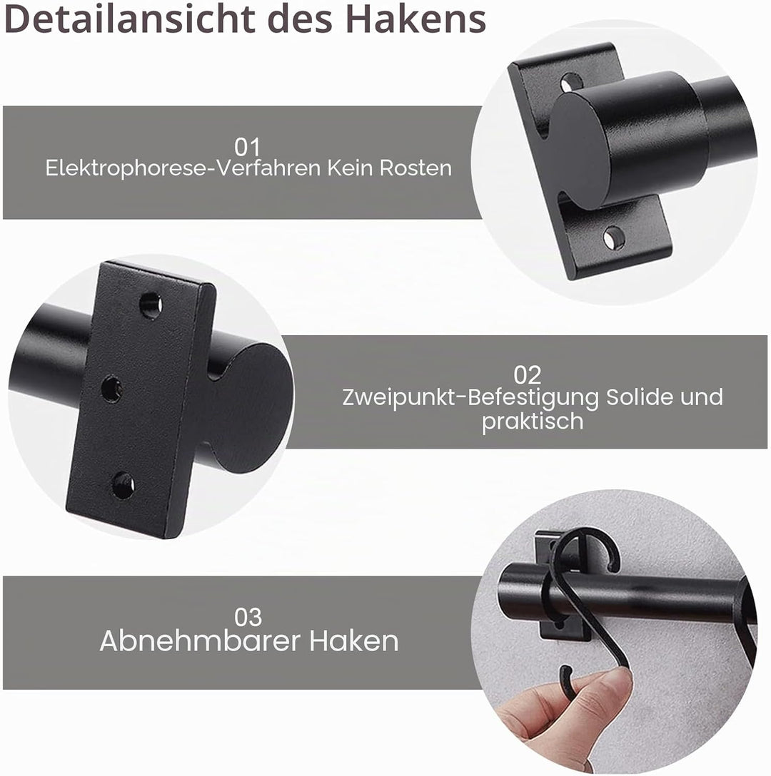 Schwarzer Aluminium-Utensilienhalter, Küchenregal, Wandmontage, Küchenschiene, Pfannenaufhänger mit