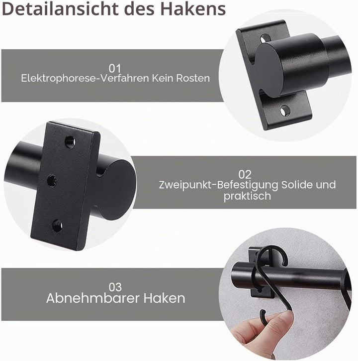 Schwarzer Aluminium-Utensilienhalter, Küchenregal, Wandmontage, Küchenschiene, Pfannenaufhänger mit