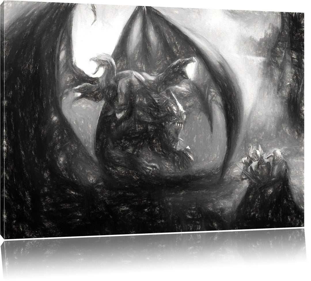 Pixxprint Drachen Schlangen als Leinwandbild/Grösse: 100x70 cm/Wandbild/Kunstdruck/fertig bespannt,