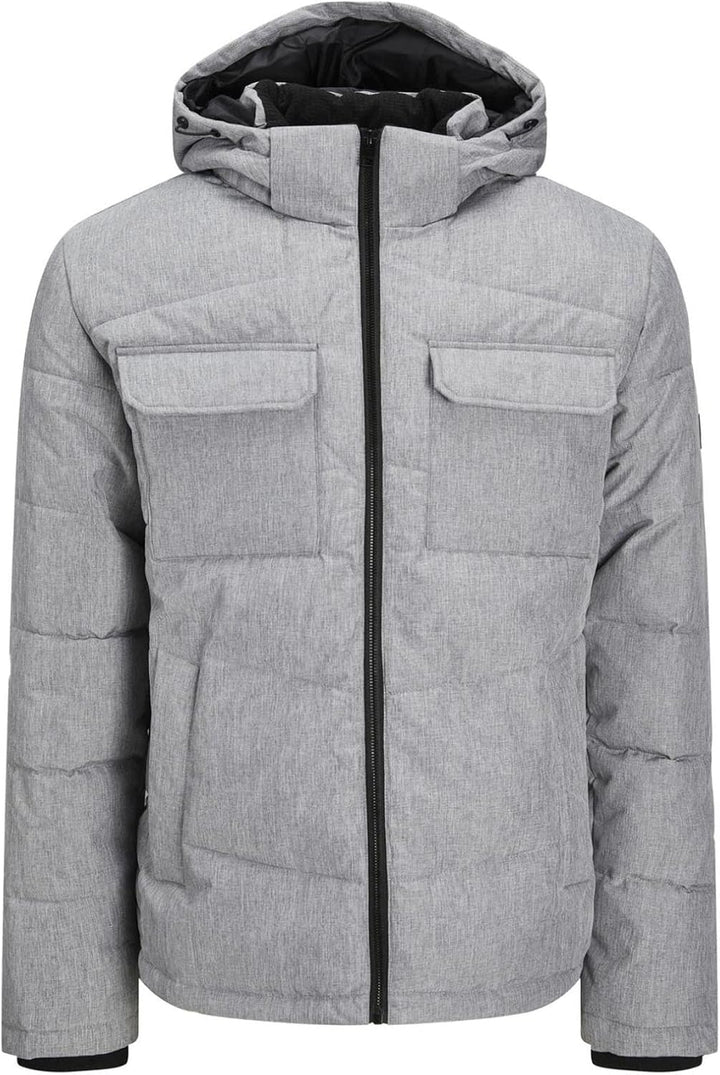 JACK & JONES Brady Puffer Coat S Light Grey Melange, S Light Grey Melange