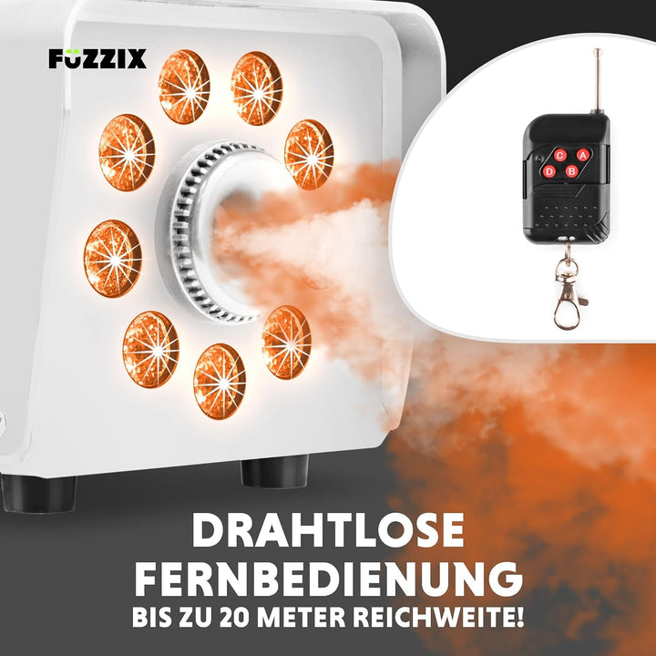 Fuzzix F509LW Nebelmaschine Mini mit LED Lichteffekt und 250ml Nebelfluid, 500 Watt mit Fernbedienun