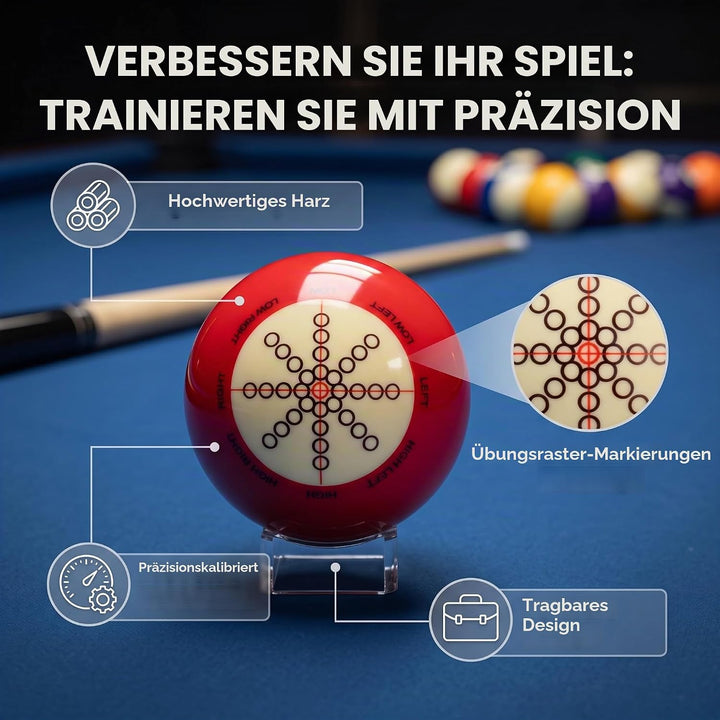 Ejoyous Cue Bälle Billard, Tragbarer Billardkugel mit Standardlinien und Punkten Training Assistent