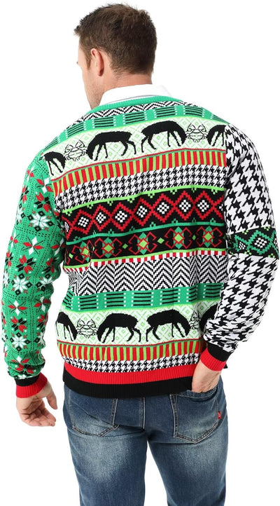 U LOOK UGLY TODAY Hässlicher Weihnachtspullover Damen Unisex lustig Chunky Fair Isle Gestrickter Fes