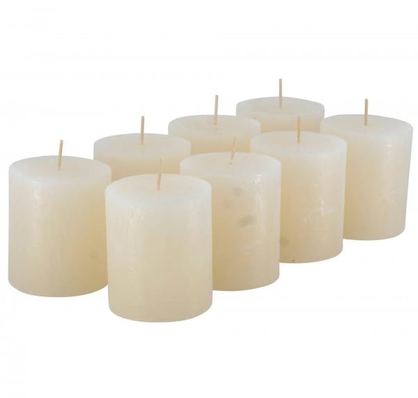 Rustikale Stumpenkerzen – 8 Stück - Wachskerzen/Rustickerzen/Adventskerzen Weihnachten (Wollweiss, K
