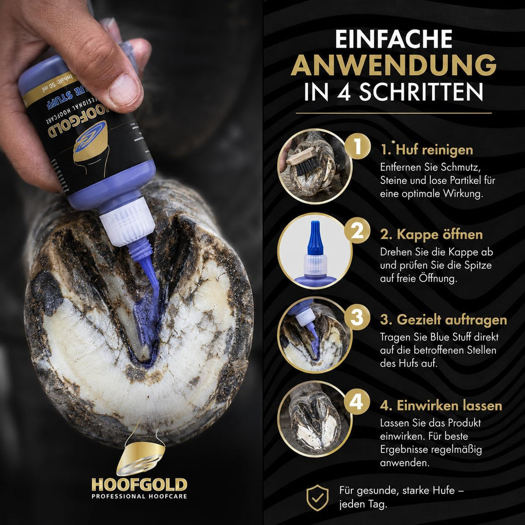 BlueStuff Hufpflegemittel 50 ml - Strahlfäule Pferd Mittel - schnelle Hilfe