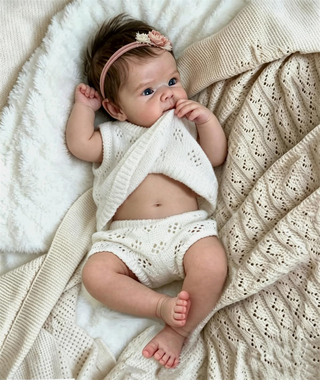 Zero pam Reborn Baby Mädchen, Reborn Baby Vollsilikon Lebensecht, 48CM Lebensechte Babypuppen,Puppe