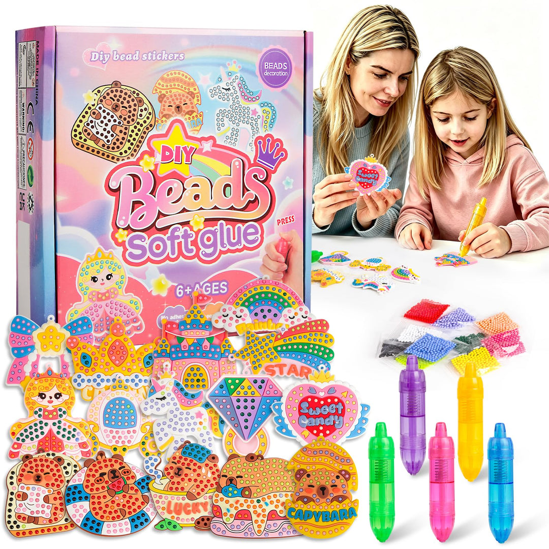 Bambebe DIY Perlenkunst &amp; Mosaik-Set für Kinder 6-12 Jahre, Komplettes Bastelset mit Perlenstiften,