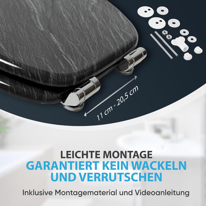Sanilo WC Sitz mit Absenkautomatik, viele schöne schwarze Toilettendeckel zur Auswahl, hochwertige u