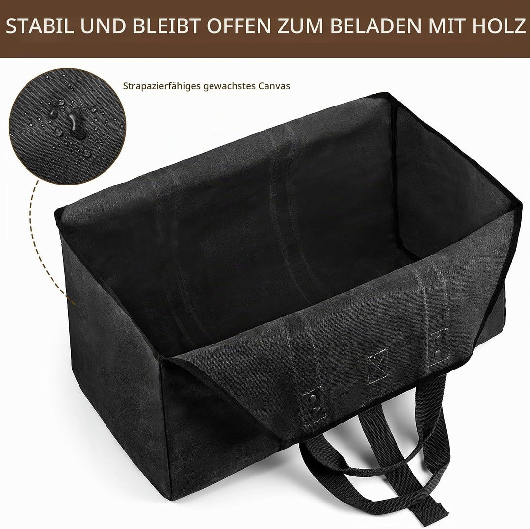 BONTHEE Extra Grosser Kaminholzträger Holzkorb Brennholztasche Tragetasche aus Segeltuch mit 2 Griff