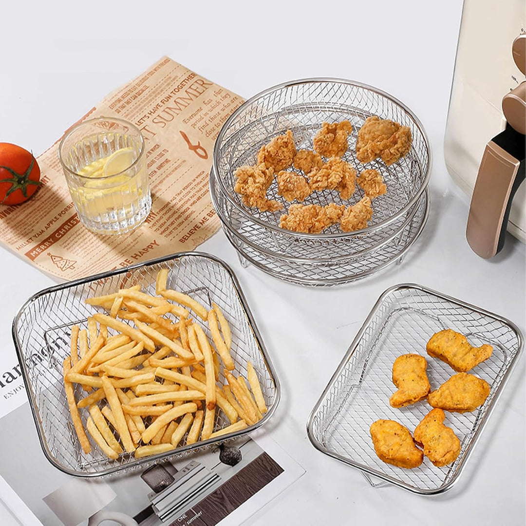 ACESOME 3 Stück Air Fryer Rack,Edelstahl Gitter Für Zubehör Heissluftfritteuse, Airfryer Gittereinsa