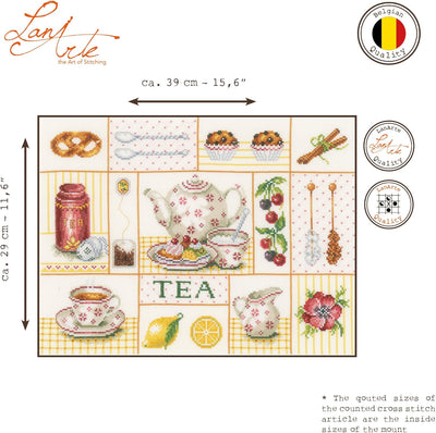 Lanarte Zählmusterpackung Tea Party Zählstoff Kreuzstichpackung, Baumwolle, Mehrfarbig, 39 x 29 x 0.