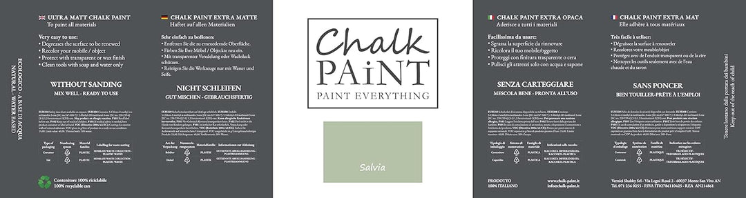 Chalk Paint Everything® Salvia Kreidefarbe Wasserbasis für Alle Oberflächen einfach zu verarbeiten o