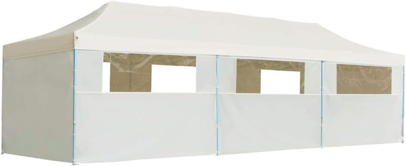 Festnight Faltzelt 3 x 9 m Creme mit 8 Seitenw?nden, Faltpavillon Pavillon faltbar Pop-Up, UV- und W