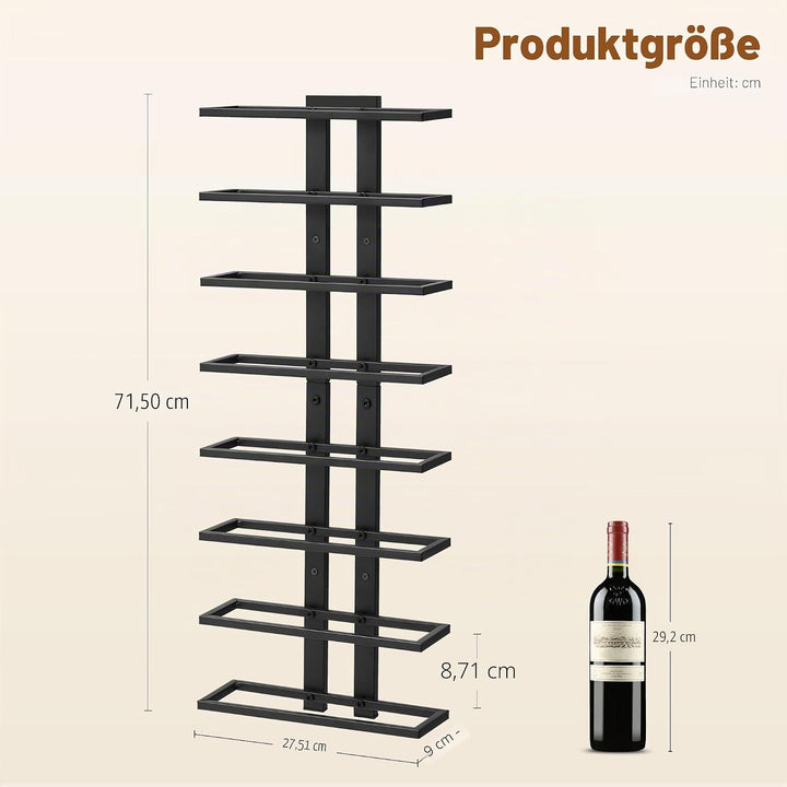 Hoctieon Weinregal Wand, Flaschenregal mit 8 Ebenen 2 Set, Metall Weinregal Hängend Weinflaschenrega