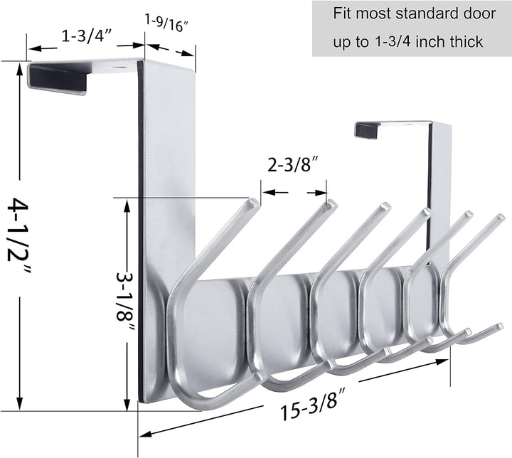WEBI Türhaken zum Einhängen,Türgarderobe mit 6 Haken,Türaufhänger,Kleiderhaken Tür,Haken Tür,Türhake