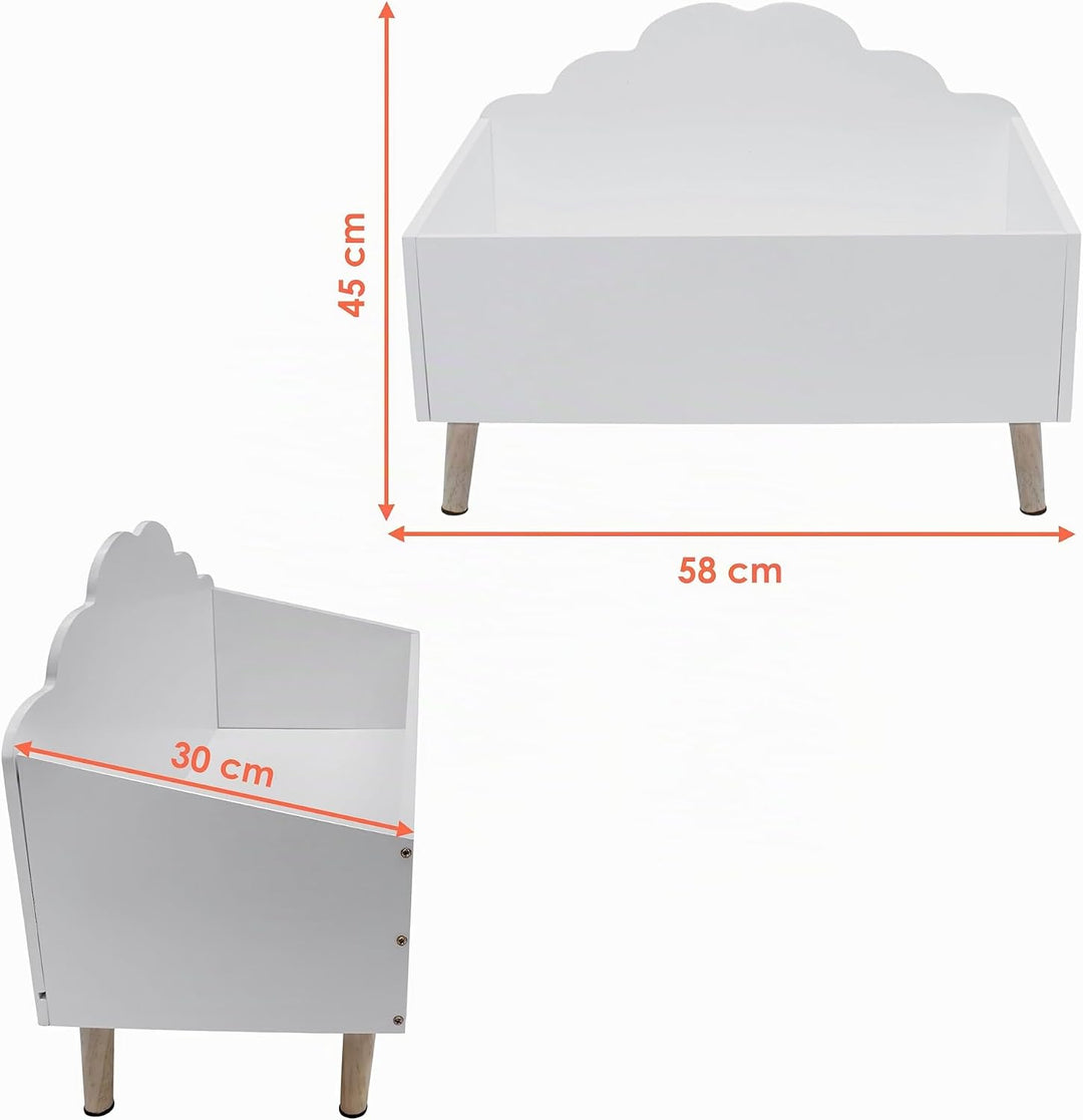 Spetebo Kinder Aufbewahrungstruhe Wolke 58 x 45 cm - weiss - Holz Ordnungskiste im kindgerechten Des