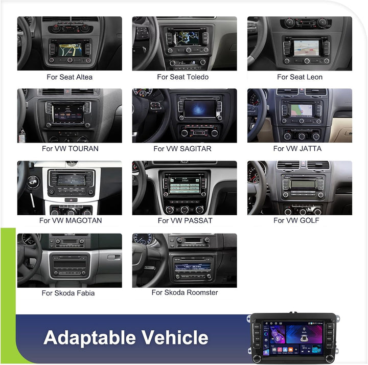 CAMECHO 4+64G Android 15 Autoradio für VW Golf 5 6 Touran Polo Touran mit Carplay/Android Auto/Mirro