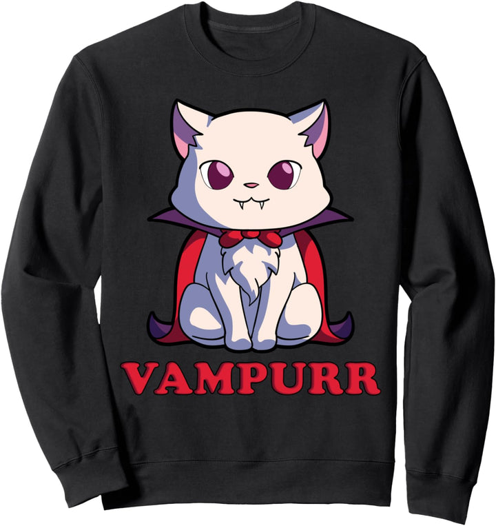 Vampurr Cute Cartoon Vampir Cat Lover Halloween Kostüm Sweatshirt