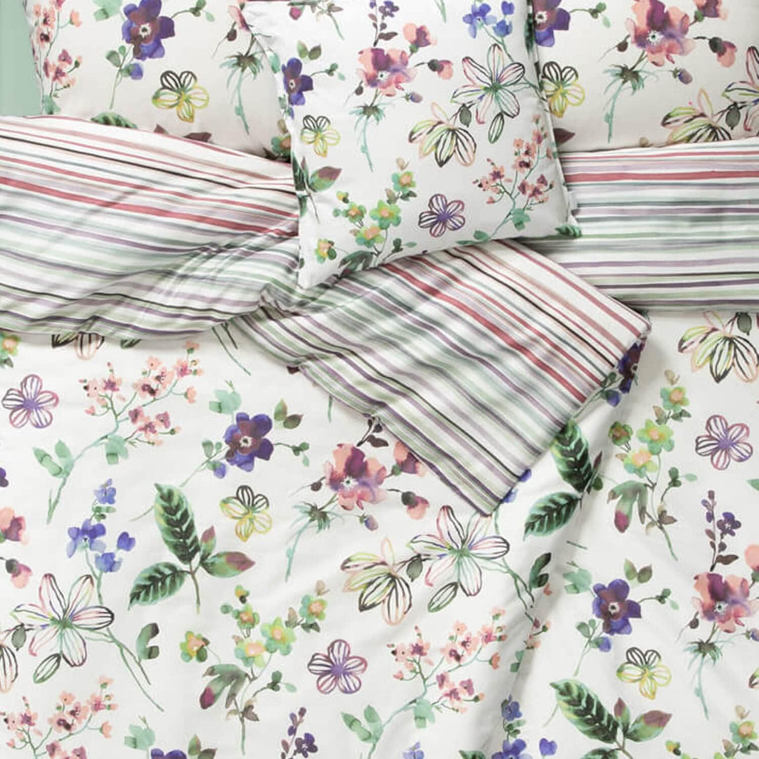 ESTELLA Mako-Satin Bettwäsche Lily Multicolor 1 Bettbezug 155 x 220 cm + 1 Kissenbezug 80 x 80 cm, 1