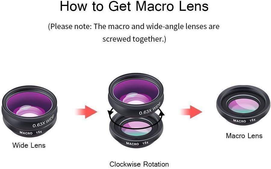 APEXEL Camera Lens Kit 18x Monocular Telescope, 0,63x Weitwinkel, 15x Makroobjektiv, 198 ° Fisheye-O