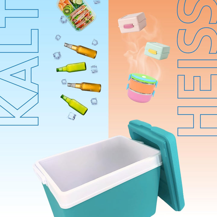 Kühlbox Passiv 35L – Tragbare Isolierbox ohne Strom, Campingbox für Auto, Picknick & Strand – Kompak