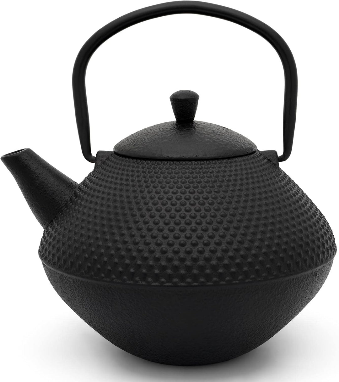 Bredemeijer asiatische gusseiserne Teekanne 1.0 L mit Teefilter - emaillierte Schwarze Gusskanne