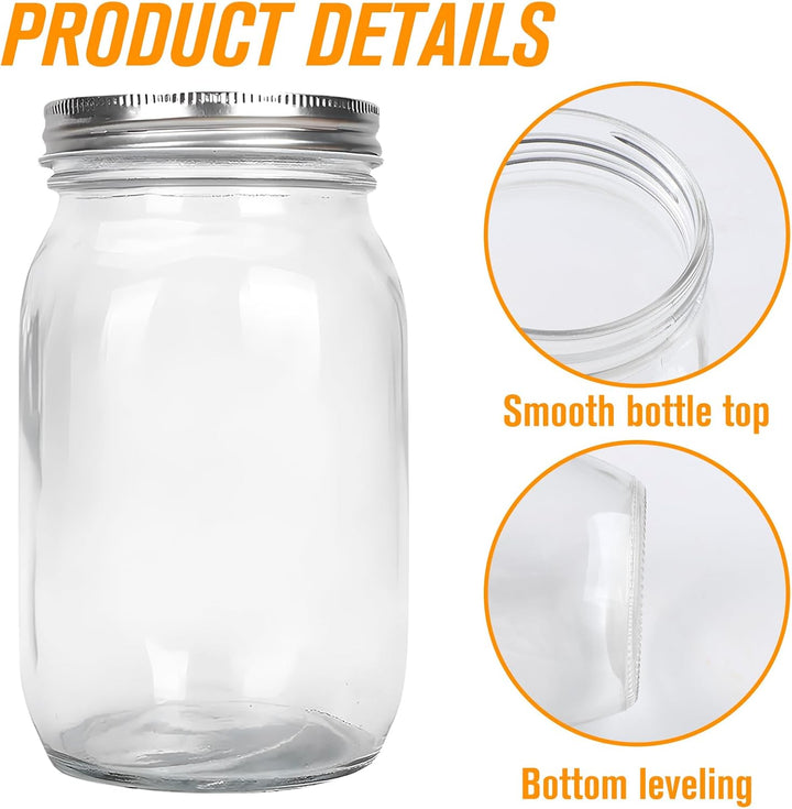 2 Fermentier Set Fermentiergläser 1L mit Fermentiergewichte und Schraubdeckel Gärglas Mason Jars 1 L