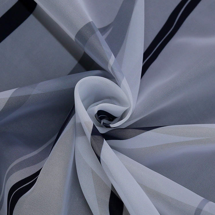 1er-Pack Voile Gardine Transparenter Vorhang mit Kräuselband Wellen Druck H/B 175/140 cm Weiss Silbe
