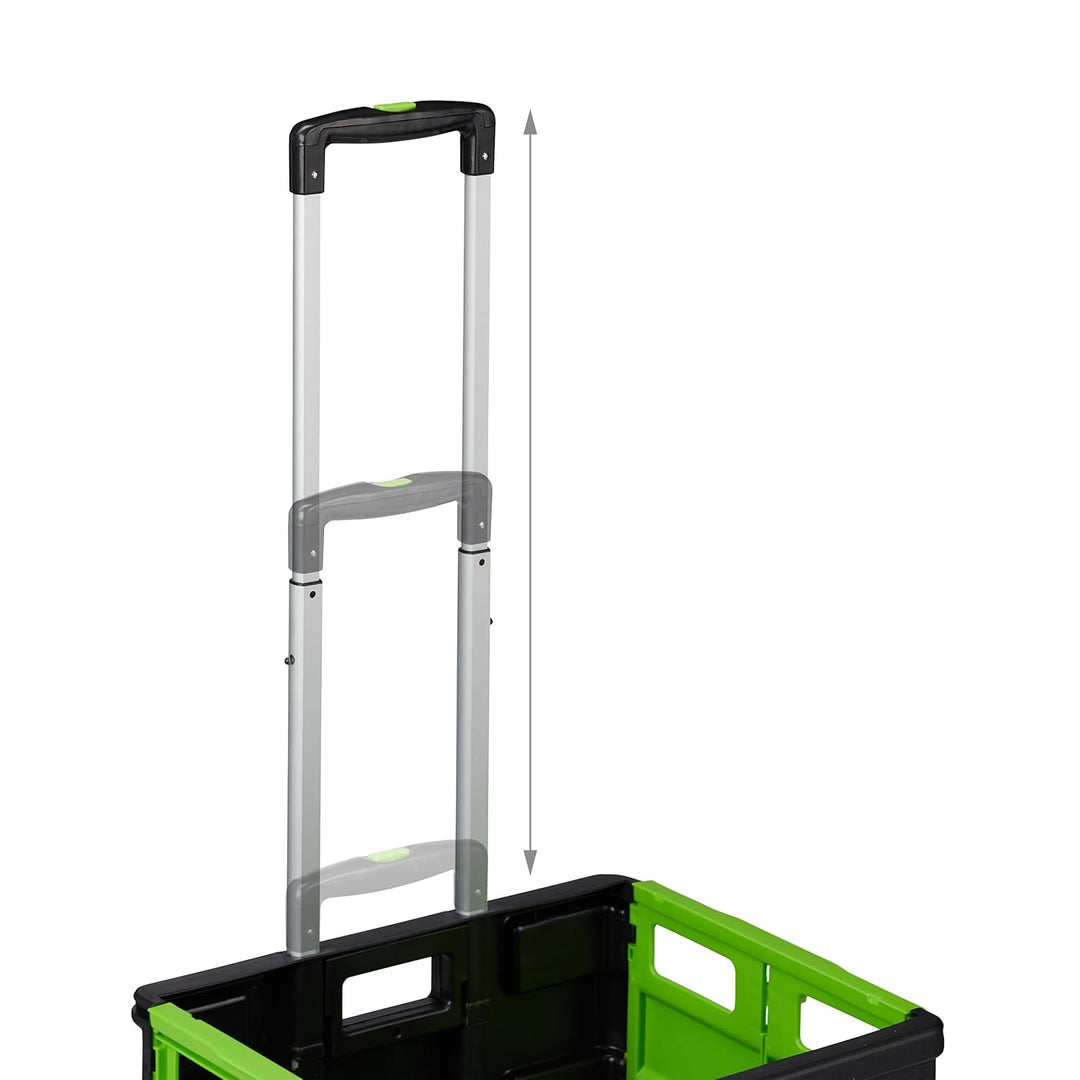 Relaxdays Einkaufstrolley, Klapptrolley mit Rollen & Deckel, Teleskopgriff, bis 35 kg, Faltbarer Tro