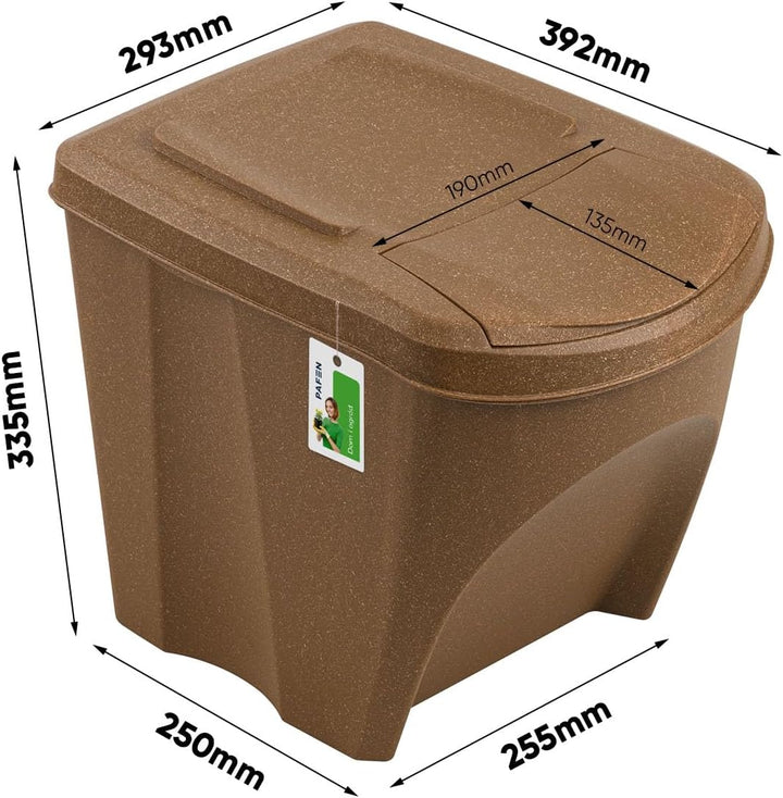 Mülleimer Set Eco Mülltrennsystem 3x25L – Abfalleimer mit farbigen Deckeln, Recycling Behälter für K